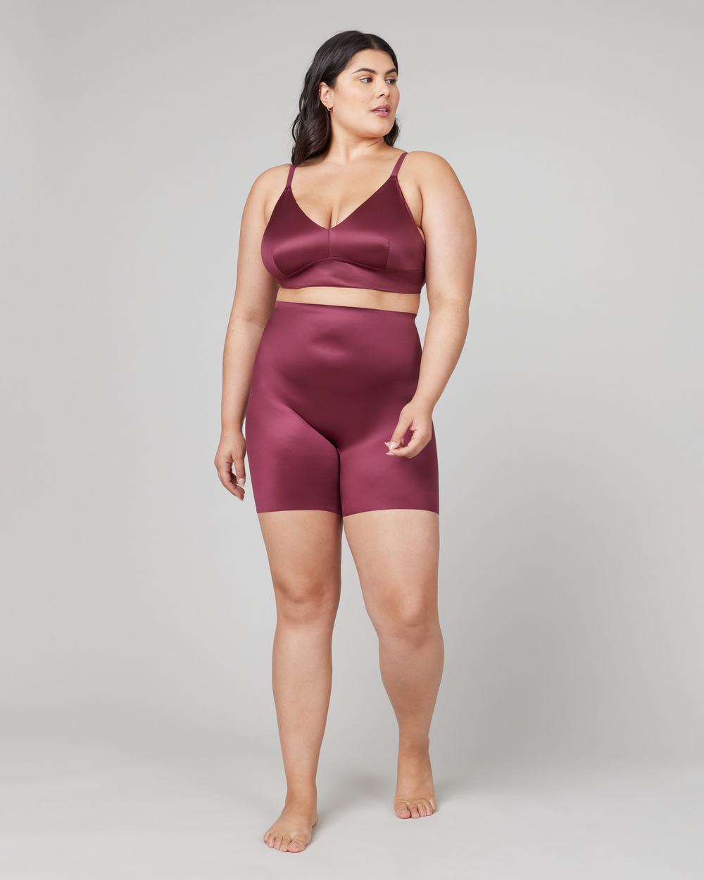 Spanx Shaping Satin Mid-thigh Short Burgundy | HUORCZB-82