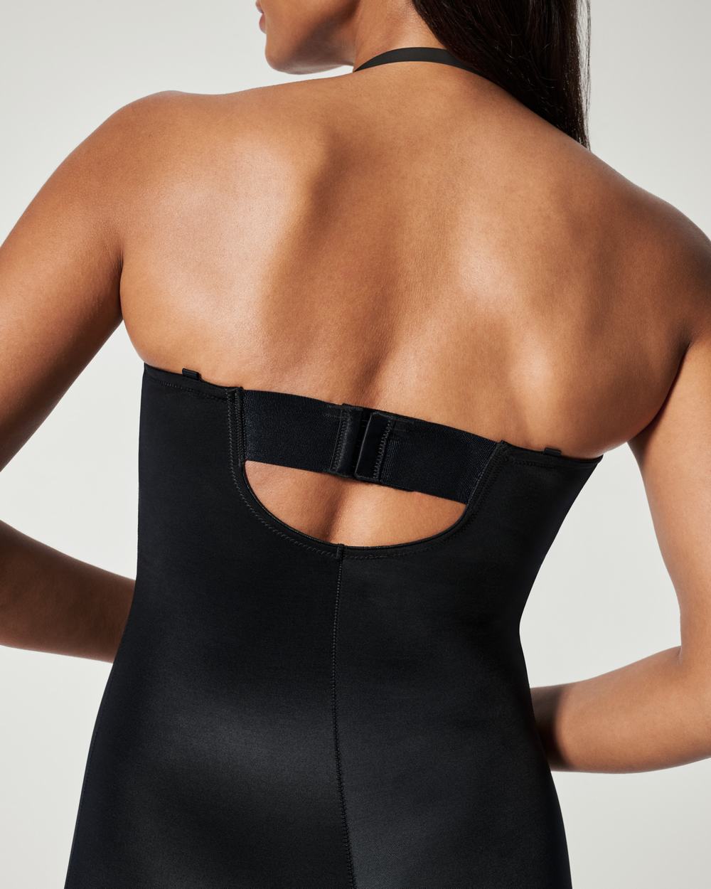 Spanx Suit Your Fancy Strapless Cupped Mid-Thigh Bodysuit Black | ITNUPYF-50