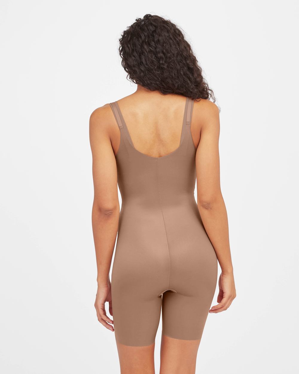 Spanx Thinstincts® 2.0 Open-Bust Mid-Thigh Bodysuit Cafe Au Lait | VNKROJY-60