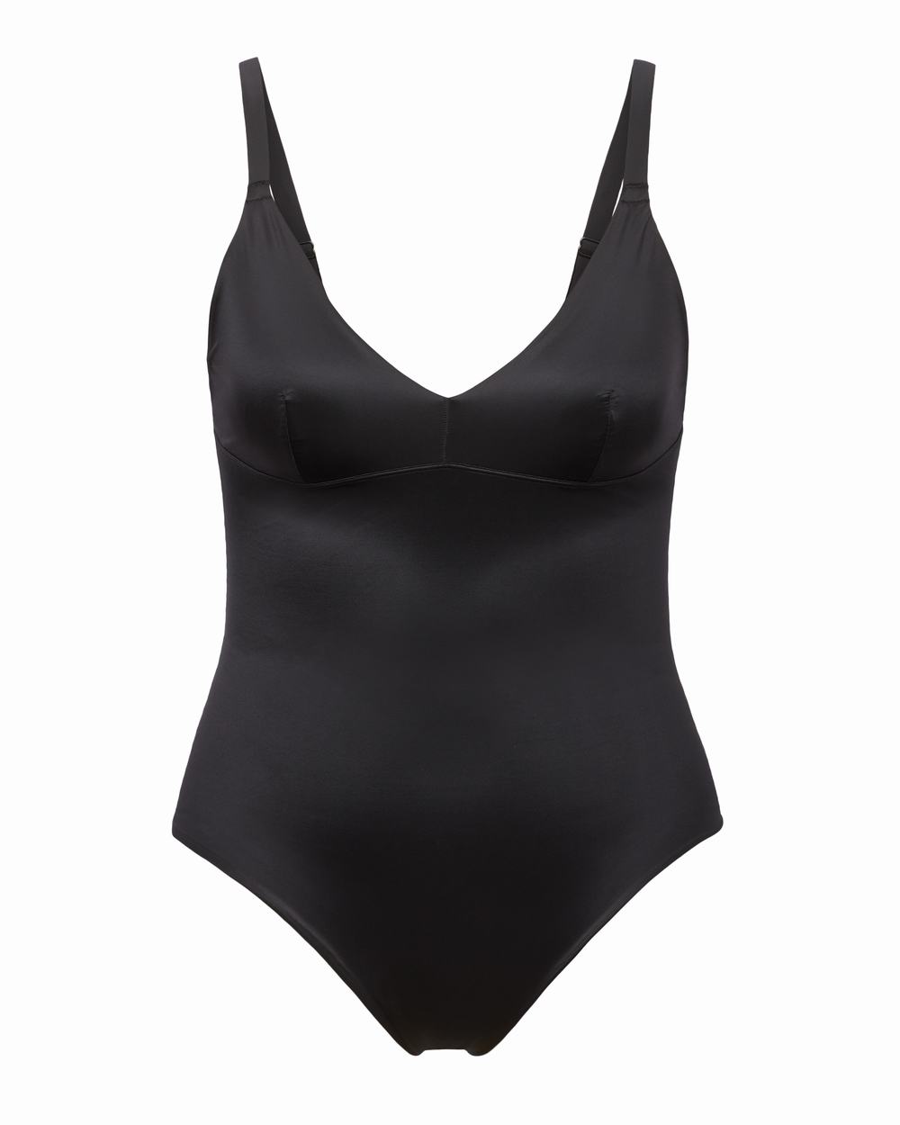 Spanx Shaping Satin Thong Bodysuit Black | BLGROAP-59